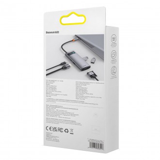 Dokovací stanice Baseus Metal Gleam HUB 6-v-1 USB typu C – 1 x HDMI / 3 x USB 3.2 Gen. 1 / 1 x napájení / 1 x VGA šedá (WKWG030013)