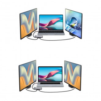 Dokovací stanice Baseus Metal Gleam HUB 6-v-1 USB typu C – 1 x HDMI / 3 x USB 3.2 Gen. 1 / 1 x napájení / 1 x VGA šedá (WKWG030013)