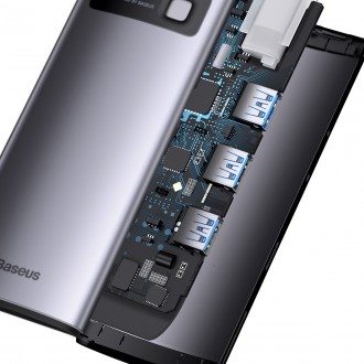 Baseus Metal Gleam Series 6 v 1 USB Type C HUB dokovací stanice – 3 x USB 3.2 Gen. 1 / 1 x Power Delivery / 1 x čtečka karet SD / 1 x čtečka karet TF