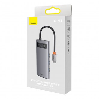 Baseus Metal Gleam Series 6 v 1 USB Type C HUB dokovací stanice – 3 x USB 3.2 Gen. 1 / 1 x Power Delivery / 1 x čtečka karet SD / 1 x čtečka karet TF