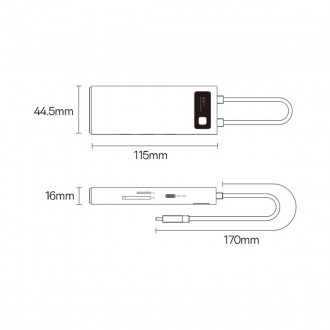 Baseus Metal Gleam Series 6 v 1 USB Type C HUB dokovací stanice – 3 x USB 3.2 Gen. 1 / 1 x Power Delivery / 1 x čtečka karet SD / 1 x čtečka karet TF