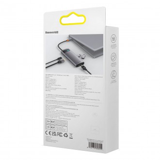 Baseus Metal Gleam Series 7-in-1 USB Type C HUB docking station - 2 x HDMI / 3 x USB 3.2 Gen. 1 / 1 x Power Delivery / 1 x RJ-45 Ethernet gray (WKWG04