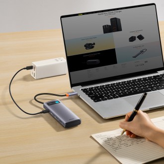 Dokovací stanice 8-v-1 USB typu C HUB Baseus Metal Gleam Series – 2 x HDMI / 3 x USB 3.2 Gen. 1 / 1 x napájení / 1 x čtečka karet SD / 1 x čtečka kare