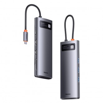 Dokovací stanice 8-v-1 USB typu C HUB Baseus Metal Gleam Series – 2 x HDMI / 3 x USB 3.2 Gen. 1 / 1 x napájení / 1 x čtečka karet SD / 1 x čtečka kare