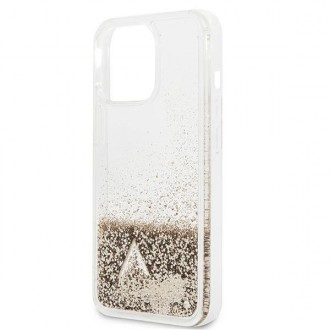 Guess GUOHCP13XGLHFLGO iPhone 13 Pro Max 6,7&quot; zlatý/zlatý pevný obal Glitter Charms