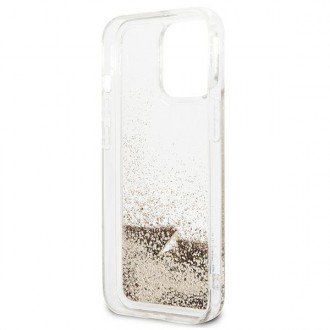 Guess GUOHCP13XGLHFLGO iPhone 13 Pro Max 6,7&quot; zlatý/zlatý pevný obal Glitter Charms