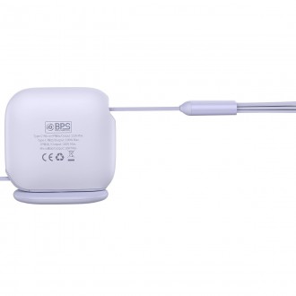 Baseus Traction Series 3 v 1 zatahovací kabel USB typu C – micro USB / USB typu C / Lightning Power Delivery 100 W 1,7 m fialová (CAQY000005)