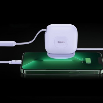 Baseus Traction Series 3 v 1 zatahovací kabel USB typu C – micro USB / USB typu C / Lightning Power Delivery 100 W 1,7 m fialová (CAQY000005)