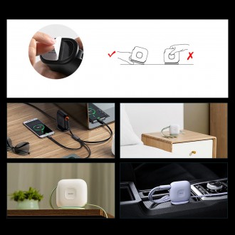Baseus Traction Series 3 v 1 zatahovací kabel USB typu C – micro USB / USB typu C / Lightning Power Delivery 100 W 1,7 m fialová (CAQY000005)