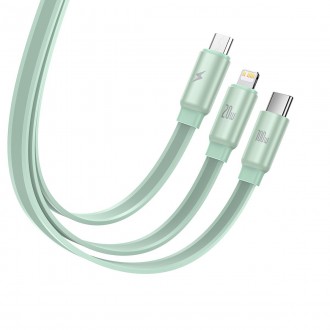 Baseus Traction Series 3 v 1 zatahovací kabel USB typu C – micro USB / USB typu C / Lightning Power Delivery 100 W 1,7 m zelený (CAQY000006)