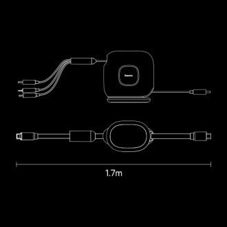 Baseus Traction Series 3 v 1 zatahovací kabel USB typu C – micro USB / USB typu C / Lightning Power Delivery 100 W 1,7 m zelený (CAQY000006)