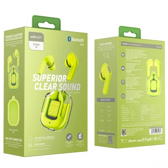 Bezdrátová sluchátka TWS Bluetooth do uší Acefast zelená (zelená T6 pro mládež)