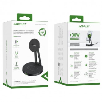 Acefast Qi Wireless Charger 15W for iPhone (with MagSafe) and Apple AirPods Stand Holder Magnetic Holder Black (E8 black)