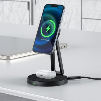 Acefast Qi Wireless Charger 15W for iPhone (with MagSafe) and Apple AirPods Stand Holder Magnetic Holder Black (E8 black)