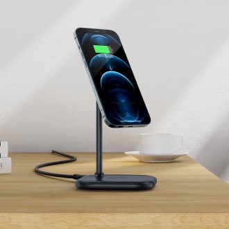 Acefast 15W Qi Wireless Charger for iPhone (with MagSafe) and Apple AirPods Stand Holder Magnetic Holder Gray (E6 gray)