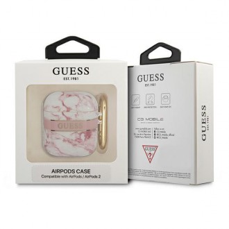 Guess GUA2HCHMAP kryt AirPods růžový/růžový Marble Strap Collection