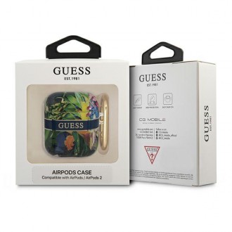 Guess GUA2HHFLB kryt AirPods blue/blue Flower Strap Collection
