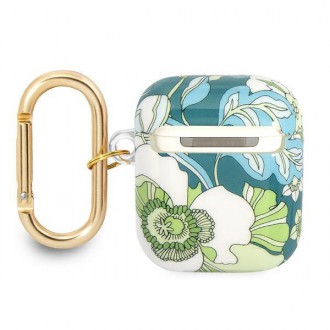 Guess GUA2HHFLN kryt AirPods zelený/zelený Flower Strap Collection