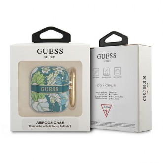 Guess GUA2HHFLN kryt AirPods zelený/zelený Flower Strap Collection
