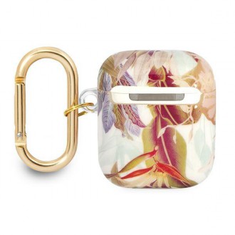 Guess GUA2HHFLU kryt AirPods fialový/fialový Flower Strap Collection