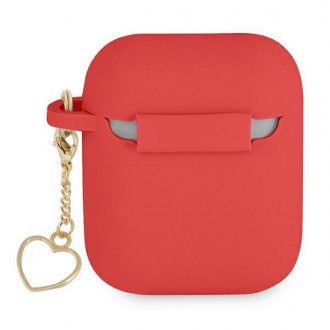 Guess GUA2LSCHSR kryt AirPods červený/červený Silicone Charm Heart Collection