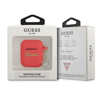 Guess GUA2LSCHSR kryt AirPods červený/červený Silicone Charm Heart Collection
