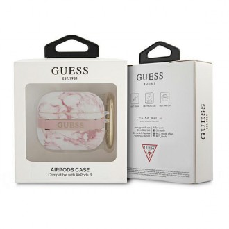 Guess GUA3HCHMAP AirPods 3 kryt růžový/růžový Marble Strap Collection