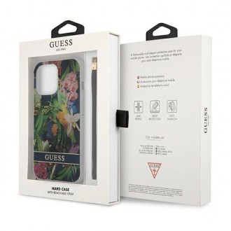 Guess GUHCP13LHFLSB iPhone 13 Pro / 13 6,1&quot; modro/modré pevné pouzdro Flower Strap