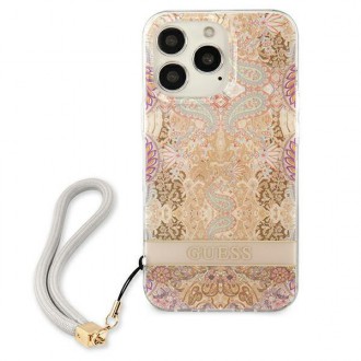 Guess GUHCP13LHFLSD iPhone 13 Pro / 13 6,1&quot; zlaté/zlaté pevné pouzdro Flower Strap