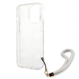 Guess GUHCP13LHFLSD iPhone 13 Pro / 13 6,1&quot; zlaté/zlaté pevné pouzdro Flower Strap