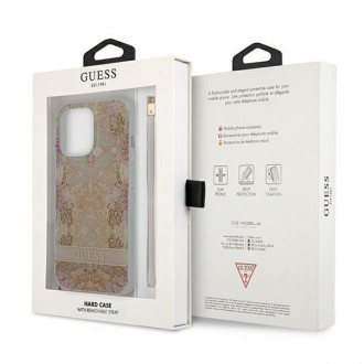 Guess GUHCP13LHFLSD iPhone 13 Pro / 13 6,1&quot; zlaté/zlaté pevné pouzdro Flower Strap