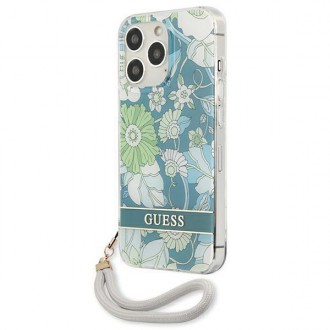 Guess GUHCP13LHFLSN iPhone 13 Pro / 13 6,1&quot; zelené/zelené pevné pouzdro Flower Strap