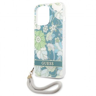 Guess GUHCP13LHFLSN iPhone 13 Pro / 13 6,1&quot; zelené/zelené pevné pouzdro Flower Strap