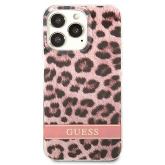 Guess GUHCP13LHSLEOP iPhone 13 Pro / 13 6,1&quot; růžový/růžový pevný obal Leopard