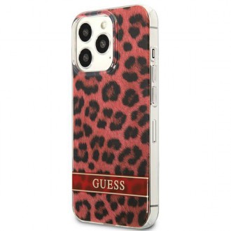 Guess GUHCP13LHSLEOR iPhone 13 Pro / 13 6,1&quot; červený/červený pevný obal Leopard