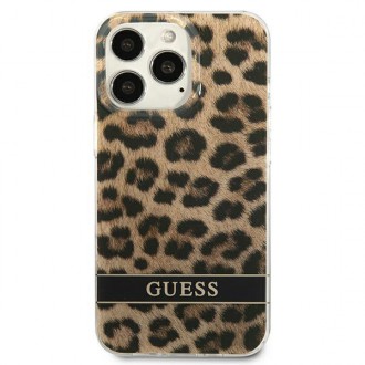 Guess GUHCP13LHSLEOW iPhone 13 Pro / 13 6,1&quot; hnědé/hnědé pevné pouzdro Leopard