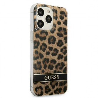 Guess GUHCP13LHSLEOW iPhone 13 Pro / 13 6,1&quot; hnědé/hnědé pevné pouzdro Leopard