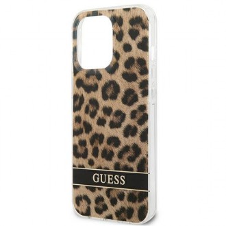 Guess GUHCP13LHSLEOW iPhone 13 Pro / 13 6,1&quot; hnědé/hnědé pevné pouzdro Leopard