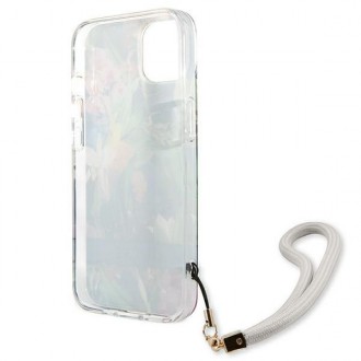 Guess GUHCP13MHFLSB iPhone 13 6,1&quot; modro/modré pevné pouzdro Flower Strap