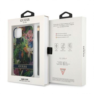 Guess GUHCP13MHFLSB iPhone 13 6,1&quot; modro/modré pevné pouzdro Flower Strap