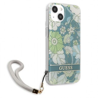 Guess GUHCP13MHFLSN iPhone 13 6,1&quot; zelené/zelené pevné pouzdro Flower Strap