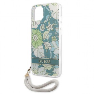 Guess GUHCP13MHFLSN iPhone 13 6,1&quot; zelené/zelené pevné pouzdro Flower Strap