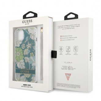 Guess GUHCP13MHFLSN iPhone 13 6,1&quot; zelené/zelené pevné pouzdro Flower Strap