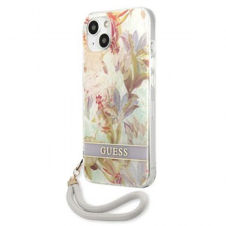 Guess GUHCP13MHFLSU iPhone 13 6,1&quot; fialové/fialové pevné pouzdro Flower Strap