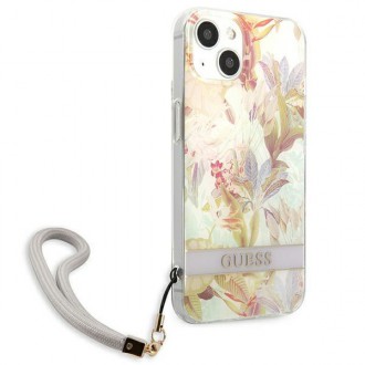 Guess GUHCP13MHFLSU iPhone 13 6,1&quot; fialové/fialové pevné pouzdro Flower Strap