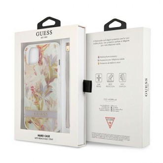 Guess GUHCP13MHFLSU iPhone 13 6,1&quot; fialové/fialové pevné pouzdro Flower Strap