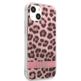 Guess GUHCP13MHSLEOP iPhone 13 6,1&quot; růžovo-růžový pevný obal Leopard