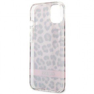 Guess GUHCP13MHSLEOP iPhone 13 6,1&quot; růžovo-růžový pevný obal Leopard