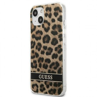 Guess GUHCP13MHSLEOW iPhone 13 6,1&quot; hnědý/hnědý pevný obal Leopard