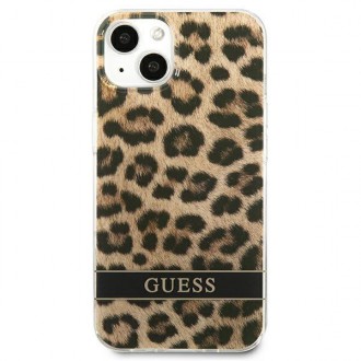 Guess GUHCP13MHSLEOW iPhone 13 6,1&quot; hnědý/hnědý pevný obal Leopard
